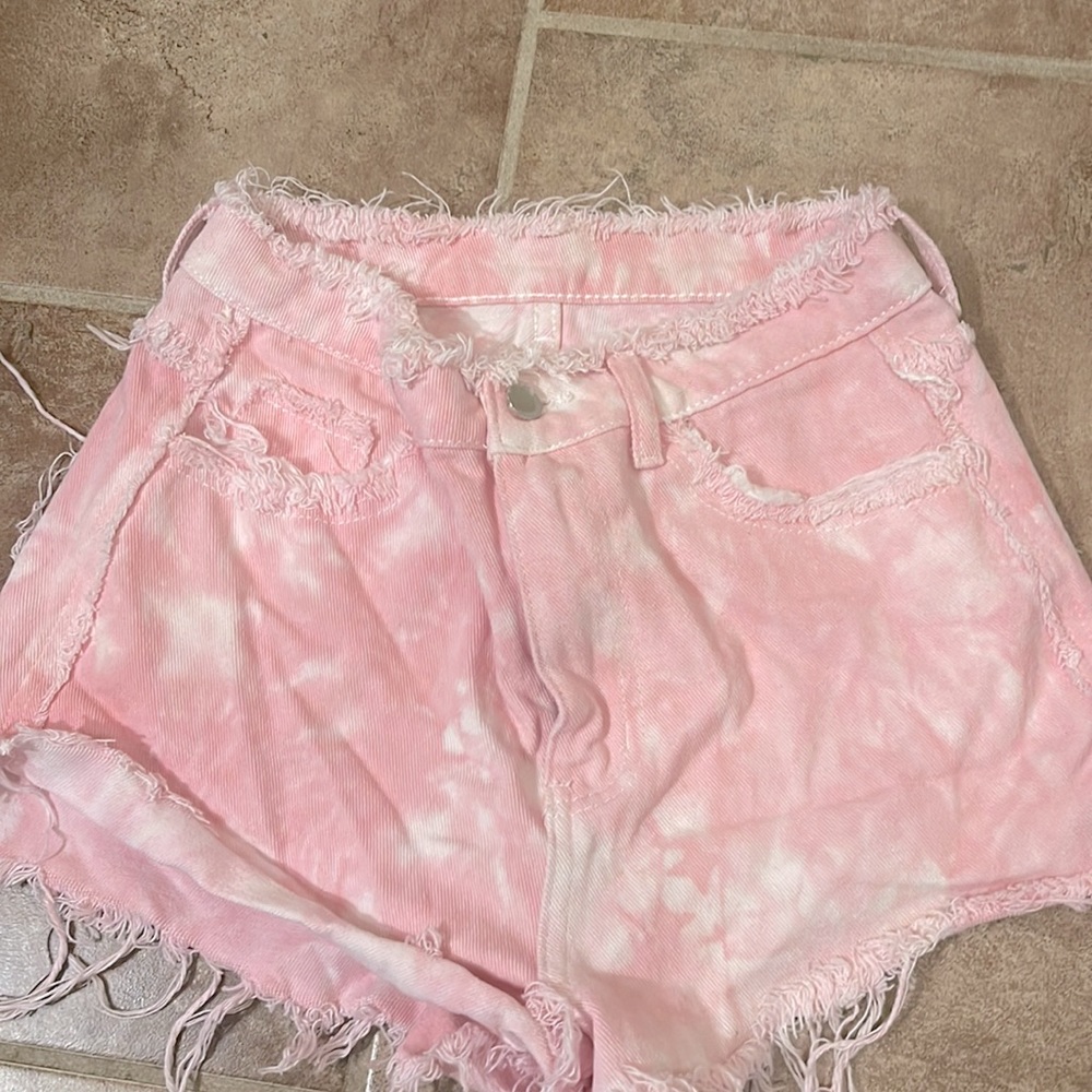 Pink denim shorts